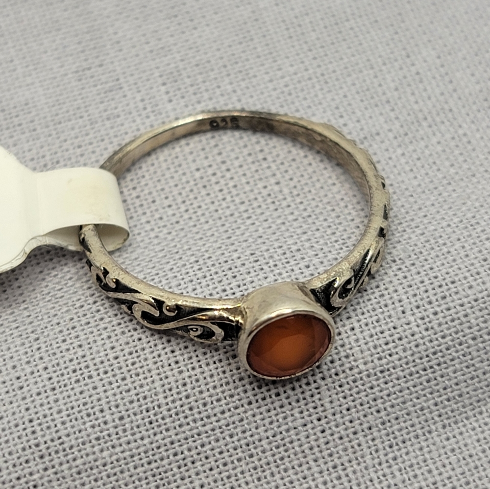 Carnelian Stackable Celtic Ring Sterling Silver
